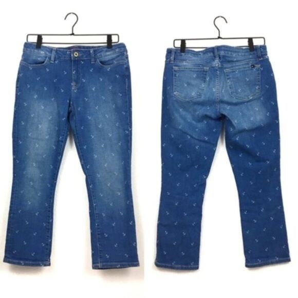 Tommy Hilfiger Nautical Anchor Print Crop Straight Leg Jeans size 4 - Picture 5 of 13